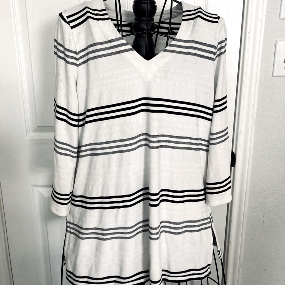 J.Jill white black stripe top small